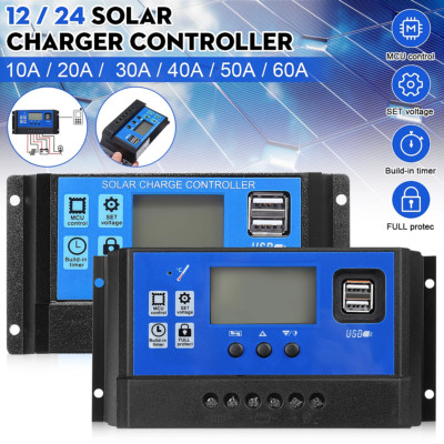 Solar Laderegler 100A 60A 30A PWM Solar Photovoltaik Laderegler Daul USB 12V 24V