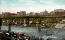 University of Minnesota Overlooking Mississippi Minneapolis Minnesota Postcard