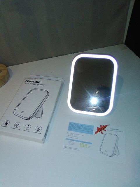 Cerslimo Lighted Makeup Mirror W 4 Led Tape Lights Travel Vanity Dimmable Table For Sale Online Ebay