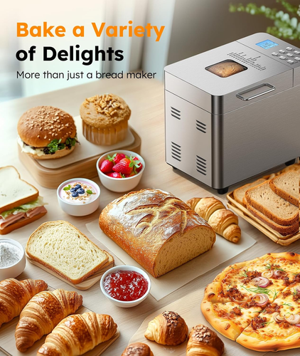 2 Pfund Brotbackautomat Maschine, 17 in 1 Automatische Edelstahl Brotmaschine, Nicht-S - Bild 6 von 12