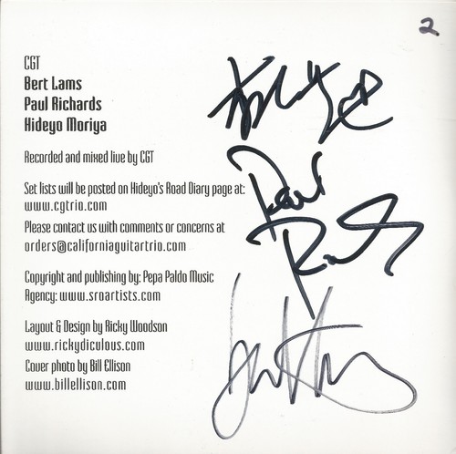 2012-05-03 Dizzy's San Diego, CA * by California Guitar Trio (CD, 2012) Signed