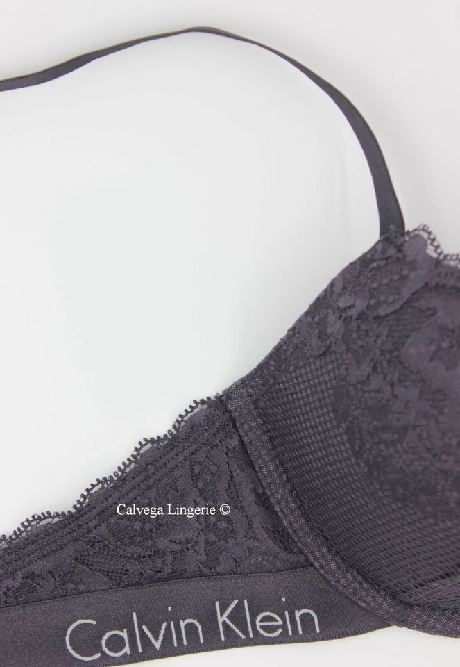 Новый с Ярлыками Calvin Klein QP1445 «В 5ni девять железа» Conrour, пуш-ап, кружевной бюстгальтер, серый, 34C - Изображение 4 из 4