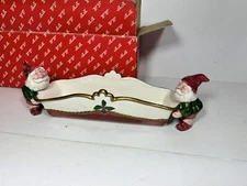 Fitz Floyd Christmas Elves Tidbit Dish 1989 With Original Box B93