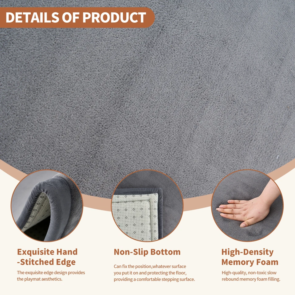 Baby Play Mat for Floor 1.5” Thick Memory Foam Crawling Mat Tatami Mat 80”x80” - Image 3 of 4