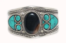 Agate Bracelet Cuff Bracelet Silver Bracelet Boho Bracelet Turquoise Bracelet