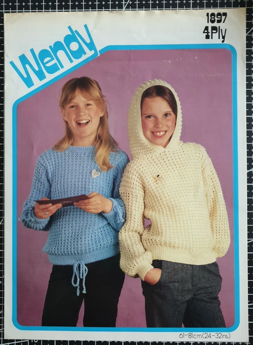 Wendy Knitting Pattern 1897 4ply GIRL S LACY JUMPERS 24