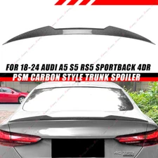 CARBON LOOK PSM STYLE FOR 18-24 AUDI A5 S5 RS5 SPORTBACK 4DR TRUNK LID SPOILER