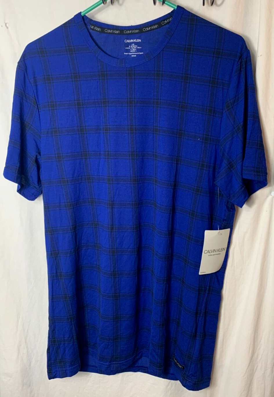 Мужская пижама в клетку из ультрамягкого модала Calvin Klein рубашка с коротким рукавом L 7590₽