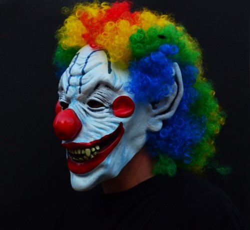 Scary Halloween Clown Mask Evil Easy Costume Realistic Latex with Hair - Picture 33 of 199