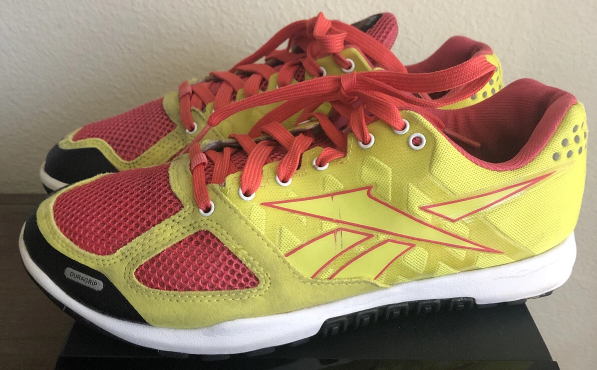 Reebok Women s Crossfit Nano 2.0 Duragrip Cross Training Shoes Sz 8 Yellow Pink