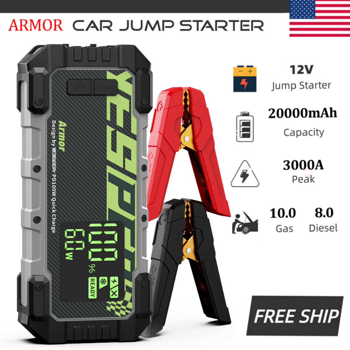 VIVID GREEN VG001080 Jumpstarter