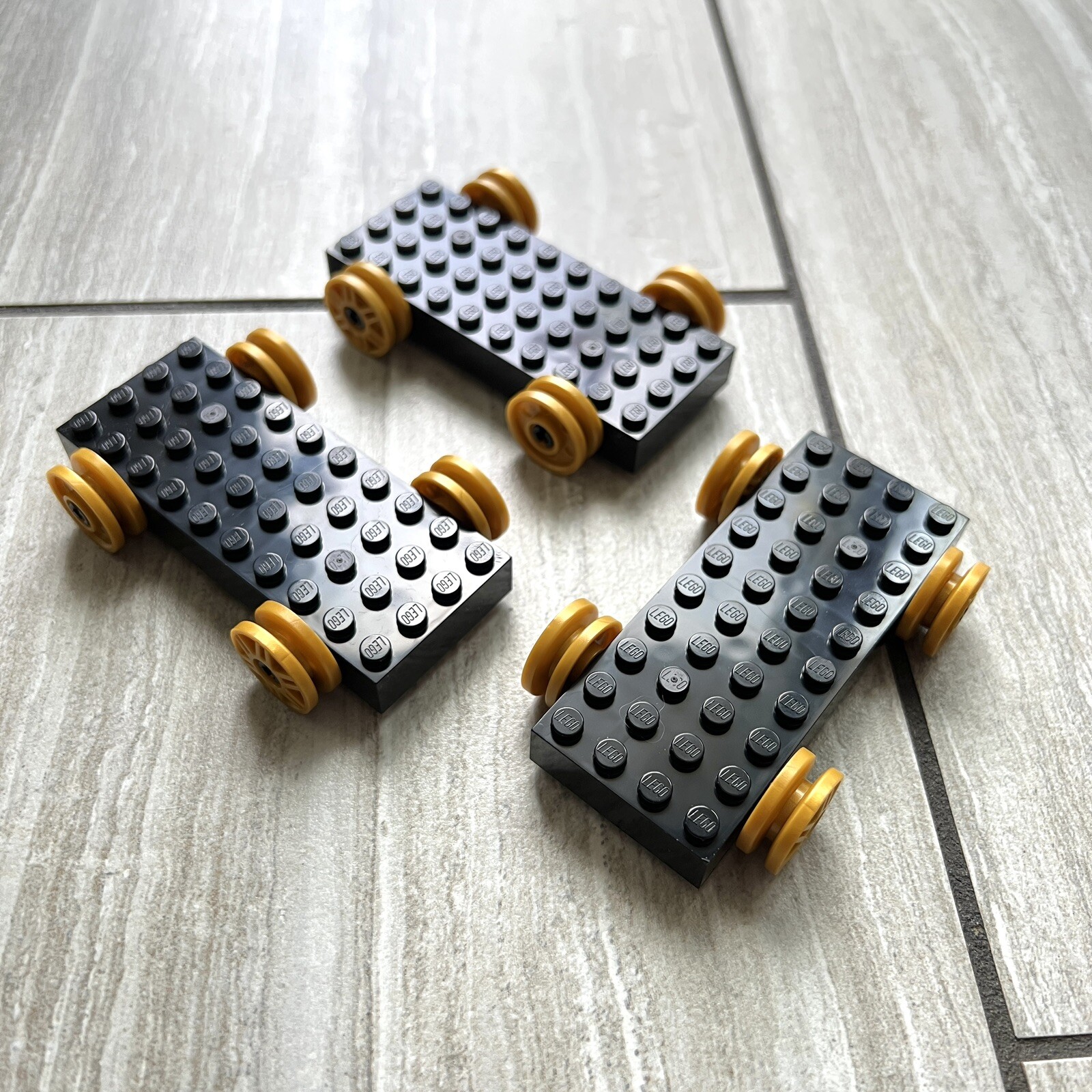 3 LEGO Car Train Bases ~ Carts Black Base Wheels Rims Disney Vehicle ...