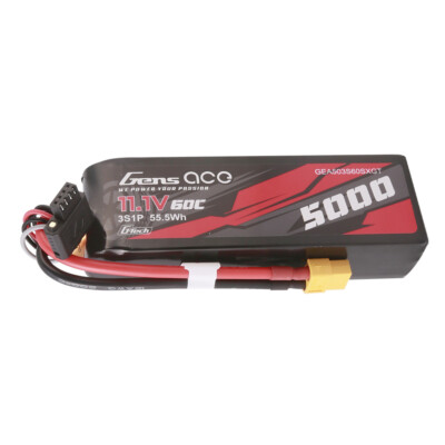Gens Ace G-Tech 5000mAh 11.1V 60C 3S Lipo Battery Short-Size XT60 For Slash VXL 