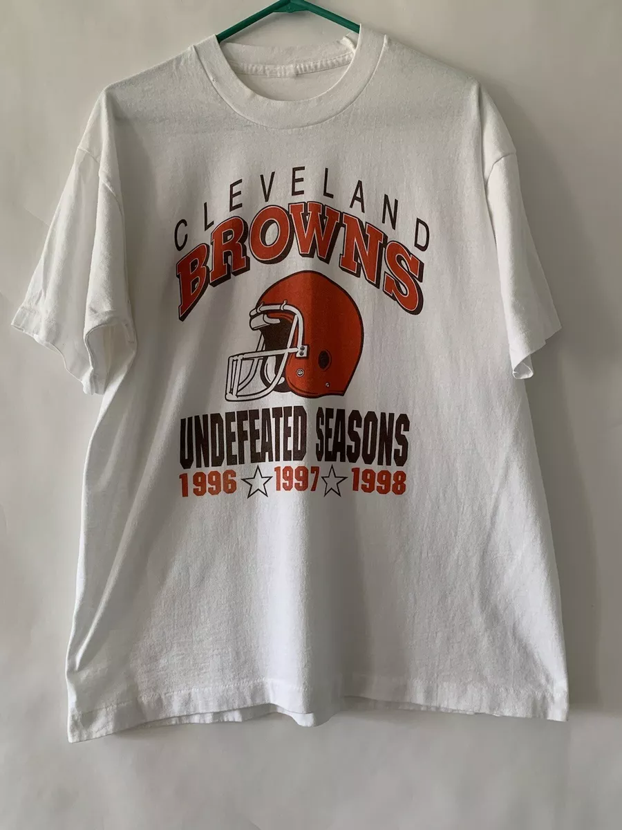 Vintage Cleveland Browns Undefeated Season T Shirt L NFL RARE 1990s White