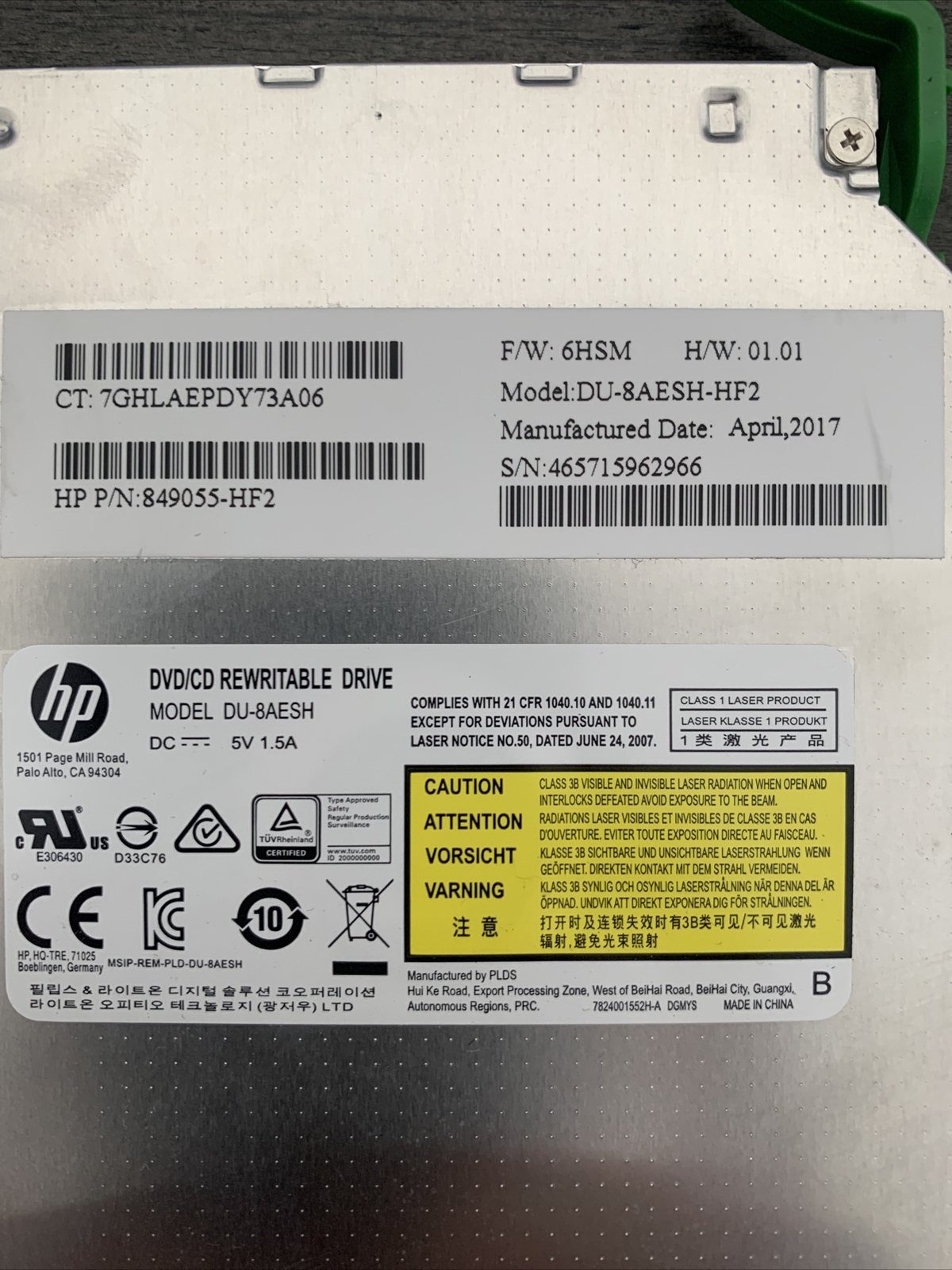 Genuine HP 280 600 800 G2 G3 DU-8AESH 849055-HF2 CD-RW DVD-RW Optical ...