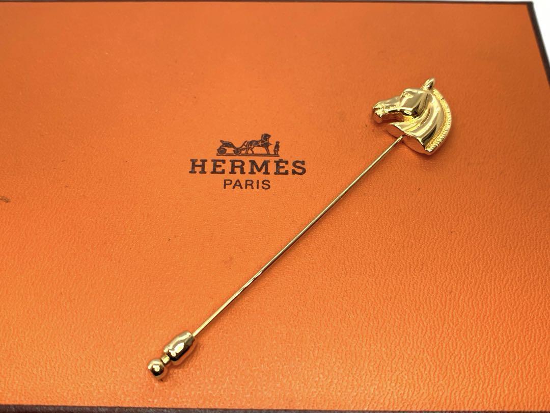 HERMES Horse Pin Brooch GP Gold Plated Brooch Accessory