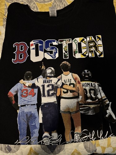 Boston 4 Greats Tshirt- Red Sox Patriots Celtics Bruins Players Brady Bird