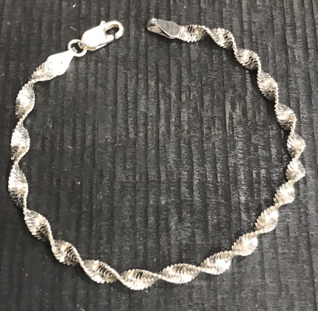アクセサリー Vintage Italy S925 Heavy Chain bracelet Vintage 925 Sterling Silver Italy Twisted Link Chain Bracelet 7.5