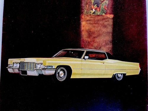 1969 Cadillac Coupe DeVille Print Ad Yellow - Picture 2 of 2