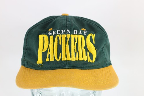 Vintage 90s Distressed Spell Out Green Bay Packers Football Snapback Hat Green