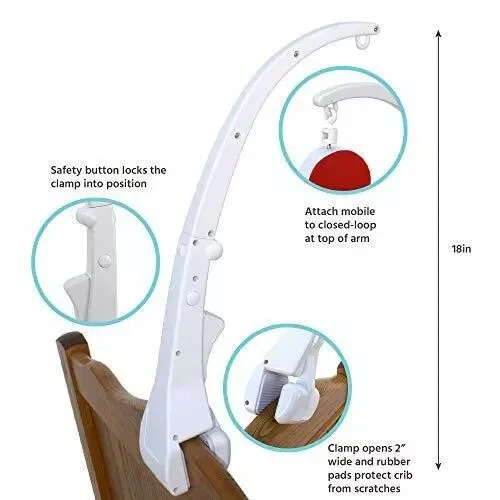 J.L. Childress Crib Mobile Attachment Clamp 18 Inch, Easy Attachment with Rubber - Image 4 of 4