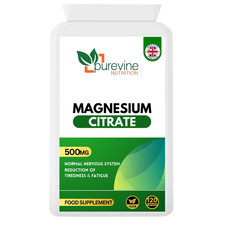 Magnesium Citrate 500mg, 120 Capsules, High Absorption & Bioavailable, UK-Made 0.15 per thousand milligrams