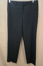 St. John Caviar Jennifer Black Split Cut Ankle Straight Pants Size 10 Classy