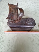 Antike Schreibtischgarnitur mit Segelschiff 