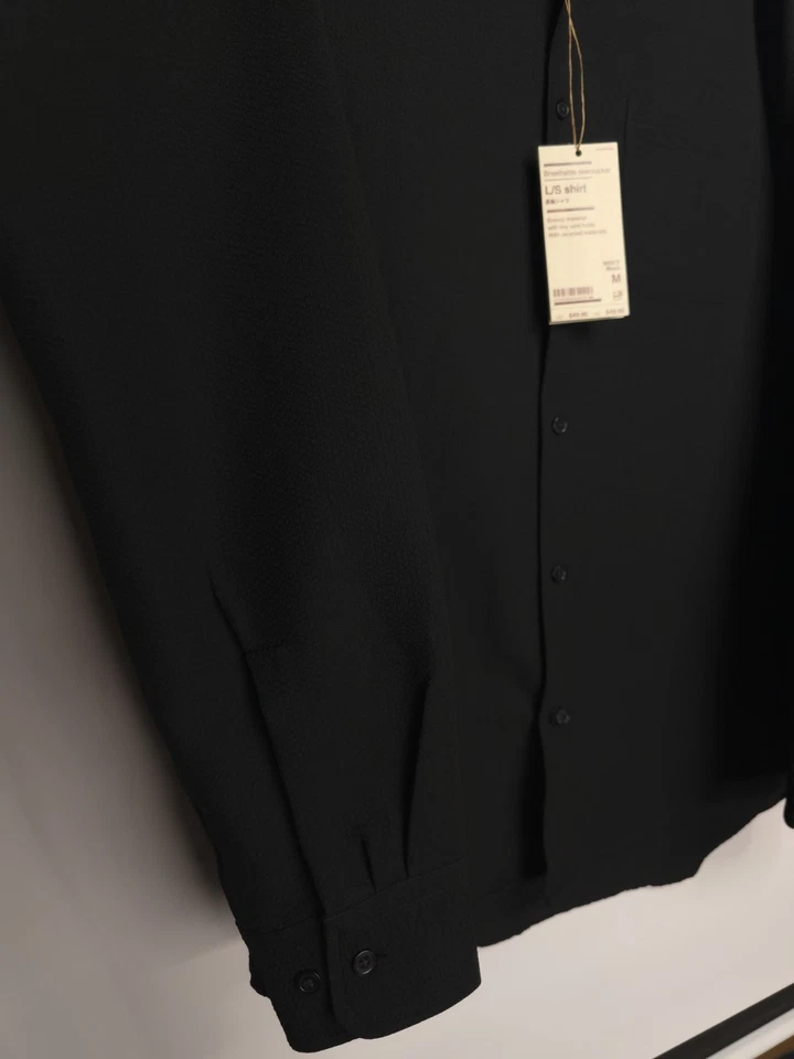 sz M. Muji длинным рукавом, на пуговицах дышащий seersucker рубашка, бриз материя - Изображение 3 из 4