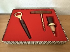 Bar Set 3 teilig Flaschenöffner Edel-Holz 50er 60er VINTAGE in OVP