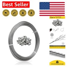 Multipurpose 100FT Stainless Steel Cable with 50 Crimp Sleeves for Projects