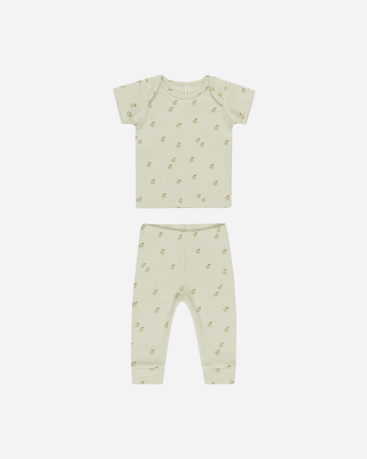 Quincy Mae Ribbed Short Sleeve Tee and Legging Set Apples 6-12 Months