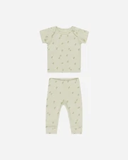 Quincy Mae Ribbed Short Sleeve Tee and Legging Set Apples 6-12 Months
