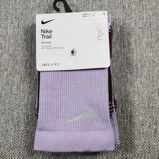 Nike Trail Running Wool Blend Crew Socks Dri-Fit Purple Men 8-9.5 WMN 9.5-11