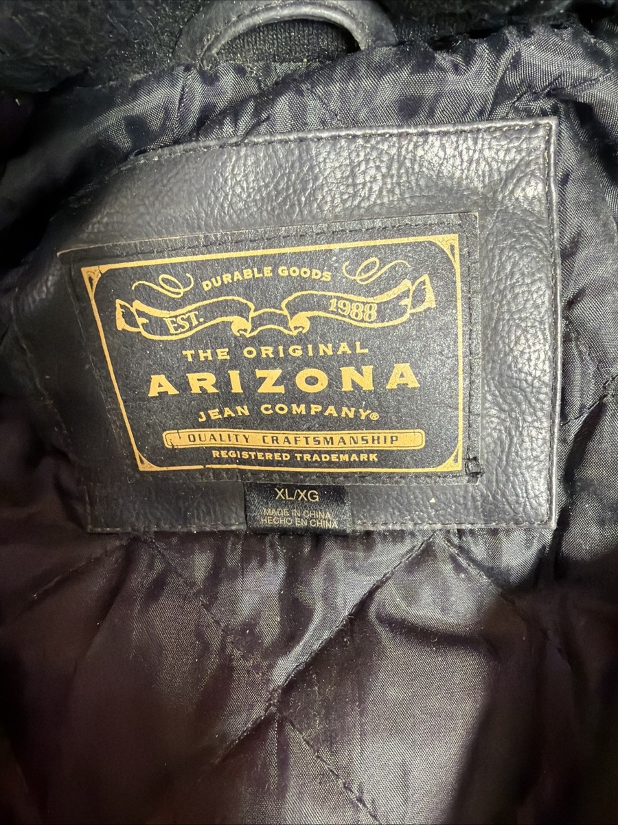 Arizona Faux Leather Jacket Hooded Black Mens XL Zip Motorcycle