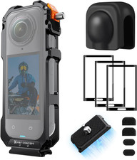 Camera Cage Compatible with Insta360 X5, Aluminum Alloy Protective Frame Case wi