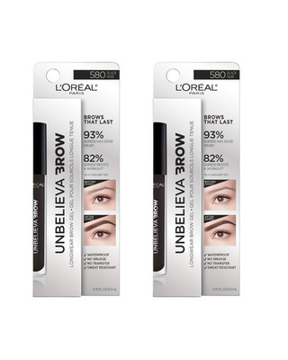 2 PACK L'Oreal Paris Unbelieva Brow Longwear Brow Gel Waterproof 580 Black