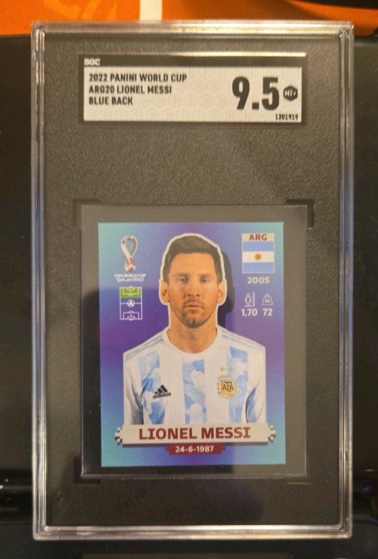 2022 Panini World Cup Argentina Lionel Leo Messi  Blue Back Sgc 9.5 Mint Arg20 view 3