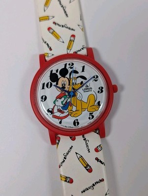 Vtg NOS Lorus Mickey Mouse Pluto Watch 90s NEW BATTERY V511-8030