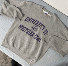 University of Northern Iowa Panthers UNI Russell Crewneck Sweatshirt Gray Small