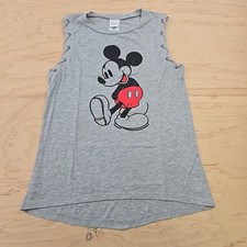 Mickey Mouse Sleeveless Shirt Designed Sleeve Opening Disney Summer Cute Juniors