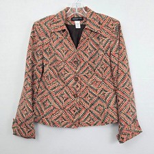 Jones Newy York Cuffed Long Sleeve Silk Blend Multicolor Women Blazer 4