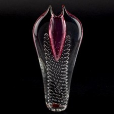 Kunstglas Vase Pavel Juda Beranek Skrdlovice pink Czech bubbles 21,5 cm Glas