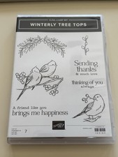WINTERLY TREE TOPS Stamp Set Stampin Up CARDINAL Birds Holly Berry Winter Lot