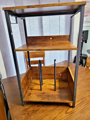 Small Record Player Stand with Vinyl Storage Cabinet 15.6''D x 11.8''W x 25.4''H