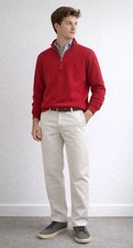 Polo Ralph Lauren Boys 1/4 Zip Sweater XL 20 Mens S Red Cotton Holidays Old