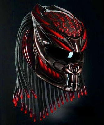 BOBBER PREDATOR HELM CUSTOM RED FIRE ( DOT & ECE ZERTIFIZIERT)