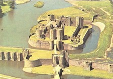Aerial View Caerphilly Castle Mid-Glamorgan, East Wales Continental Postcard