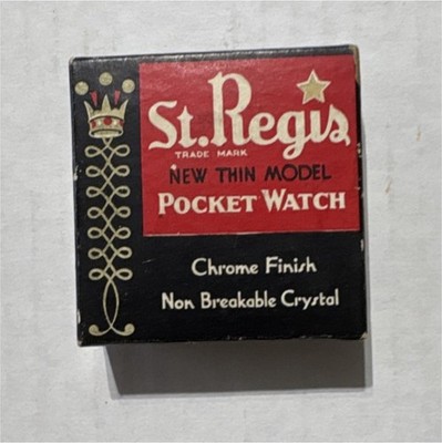 St. Regis New Thin Model Pocket Watch Chrome, Non Breakable Crystal, Box & Manu 