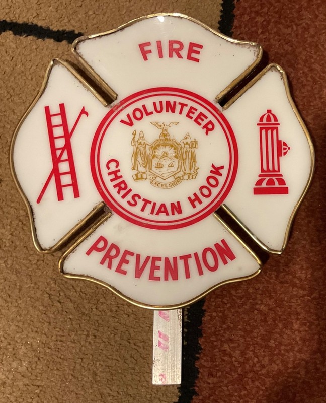 8” CHRISTIAN HOOK (OCEANSIDE) NEW YORK FIRE DEPARTMENT BUMPER BADGE EMBLEM